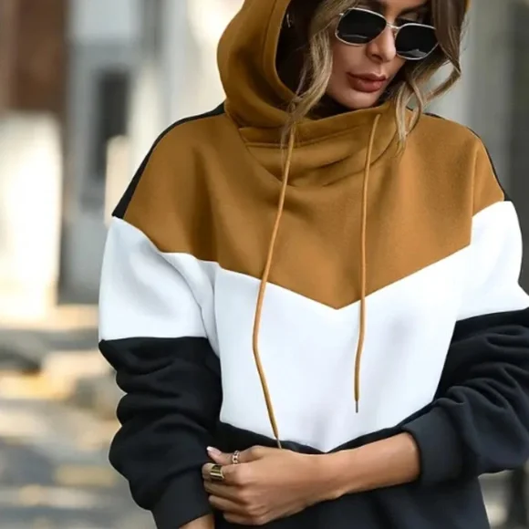 NWOT Color Block Hoodie - Picture 2 of 6